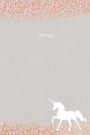 2019: A5 Diary Planner Journal Week on 2 Pages Vertical Layout Rose Gold Glitter Unicorn Design