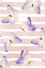 2019: Butterflies Diary A5 Watercolour Horizontal Week to View Planner with Rose Gold Stripes