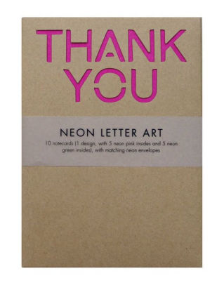 Neon Letter Art Thank You Folio Note Card Set of 10