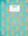 Cornell Notes Notebook - Gold Pineapple Teal Blue Print Book Diary: Wide Ruled Lined Cornell Paper Journal for College & University Science Students Large Size Record Book