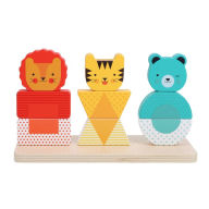 Title: Lion, Tiger, and Bear Wooden Stacking Puzzle