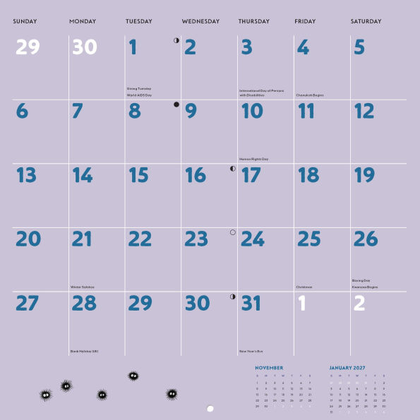 2026 Studio Ghibli My Neighbor Totoro Wall Calendar