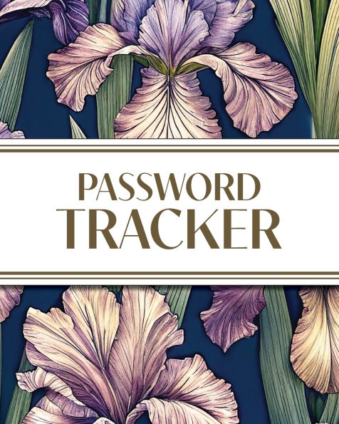 XL Large Print Password Tracker (Purple Irises on Navy): 8x10 450+ Alphabetical Password Logbook for Easy Organization; Perfect for Seniors with its 16 pt Font!