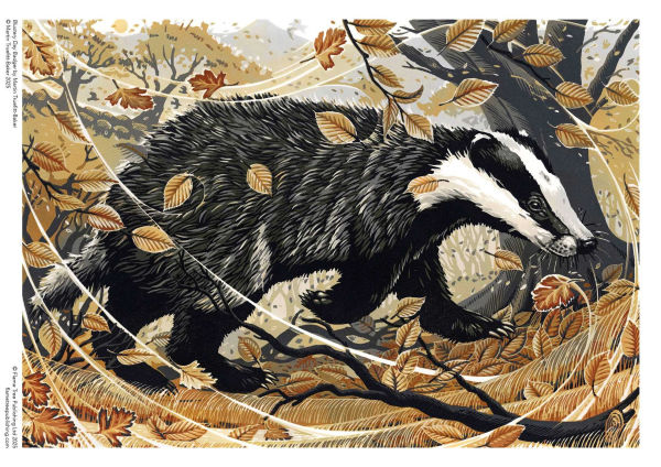 Adult Sustainable Jigsaw Puzzle Martin Truefitt-Baker: Blustery Day Badger: 1000-pieces. Ethical, Sustainable, Earth-friendly