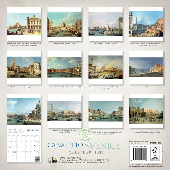 Canaletto in Venice Wall Calendar 2026 (Art Calendar)