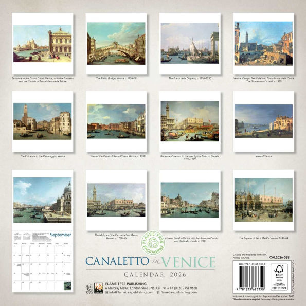 Canaletto in Venice Wall Calendar 2026 (Art Calendar)