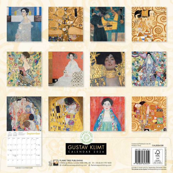 Gustav Klimt Wall Calendar 2026 (Art Calendar)
