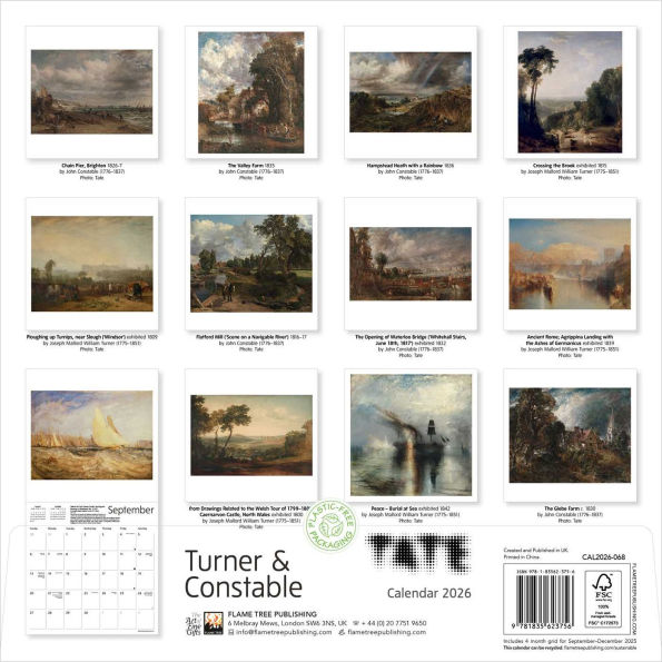 Tate: Turner & Constable Wall Calendar 2026 (Art Calendar)