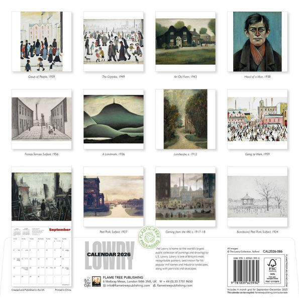 L.S. Lowry Wall Calendar 2026 (Art Calendar)