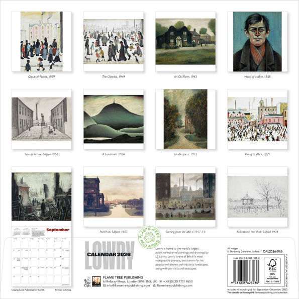 L.S. Lowry Wall Calendar 2026 (Art Calendar)