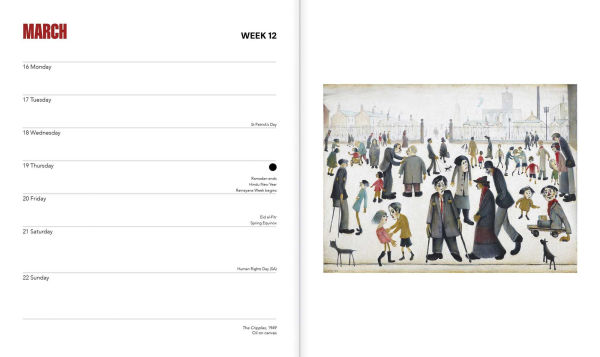 L.S. Lowry 2026 Desk Diary Planner - Week to View, Illustrated throughout