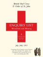 British Red Cross And Order Of St John Enquiry List For Wounded And Missing