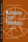 Maintaining Team Performance / Edition 1