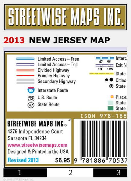 Streetwise New Jersey Map - Laminated State Road Map of New Jersey - Folding Pocket Size Travel Map (2013)