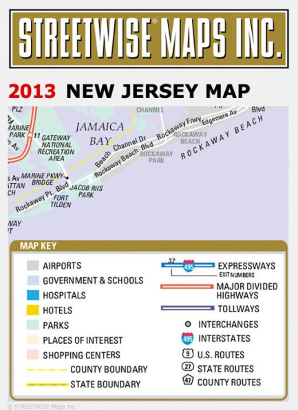 Streetwise New Jersey Map - Laminated State Road Map of New Jersey - Folding Pocket Size Travel Map (2013)