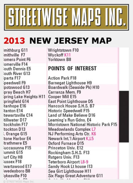 Streetwise New Jersey Map - Laminated State Road Map of New Jersey - Folding Pocket Size Travel Map (2013)