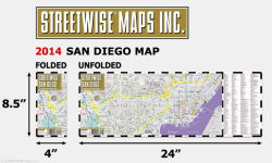 Alternative view 3 of Streetwise San Diego Map - Laminated City Center Street Map of San Diego, California - Folding Pocket Size Travel Map With Metro (2014)