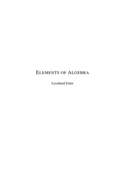 Euler's Elements of Algebra