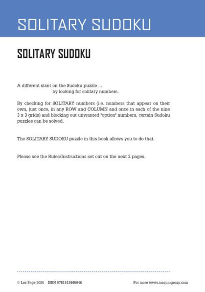 Solitary Sudoku