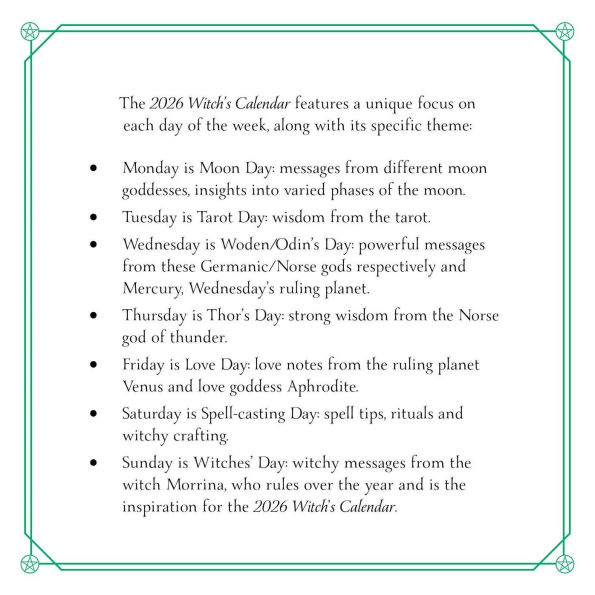 2026 Witch's Calendar: Daily Magick Day-to-Day Calendar