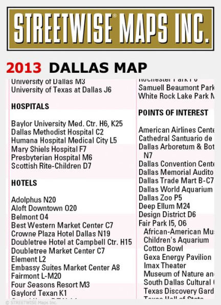 Streetwise Dallas Map - Laminated City Center Street Map of Dallas, Texas - Folding Pocket Size Travel Map (2013)