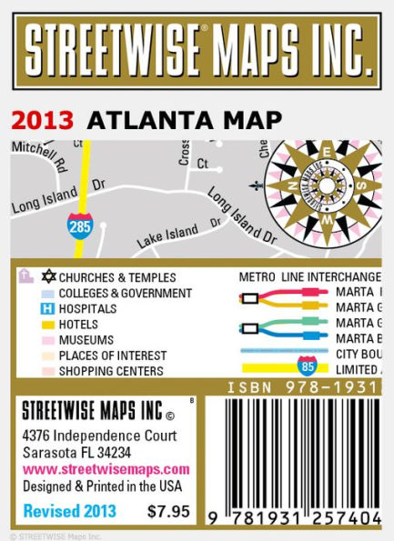 Streetwise Atlanta Map - Laminated City Center Street Map of Atlanta, Georgia - Folding Pocket Size Travel Map (2013)