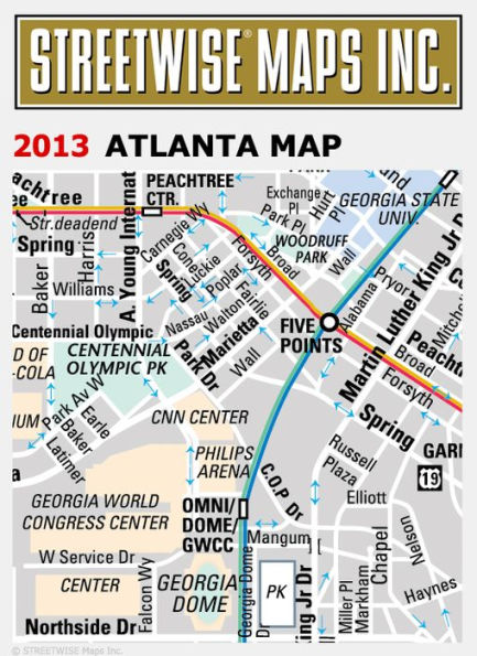 Streetwise Atlanta Map - Laminated City Center Street Map of Atlanta, Georgia - Folding Pocket Size Travel Map (2013)