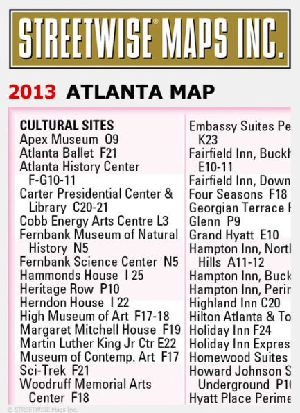 Streetwise Atlanta Map - Laminated City Center Street Map of Atlanta, Georgia - Folding Pocket Size Travel Map (2013)