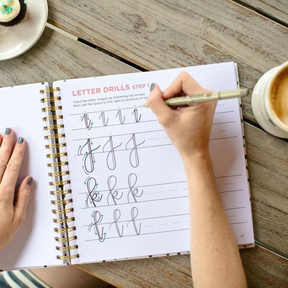 Hand Lettering 101: A Step-by-Step Calligraphy Workbook for Beginners (Gold Spiral-Bound Workbook with Gold Corner Protectors)