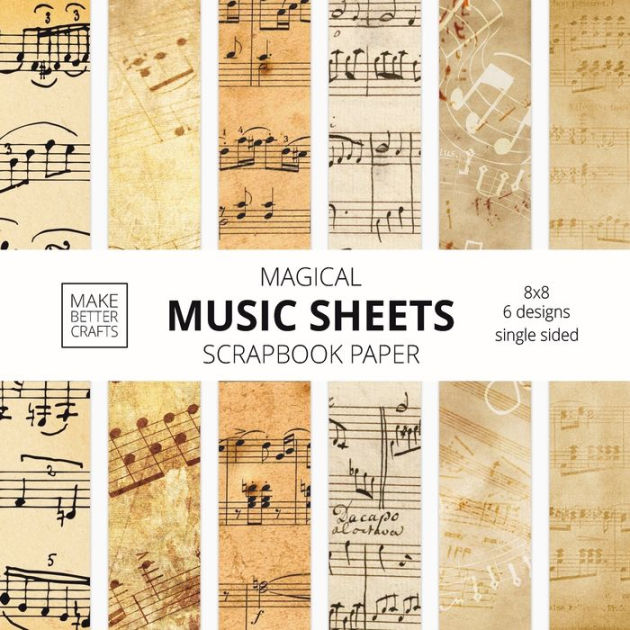 Music Sheets Scrapbook Paper: 8x8 Designer Music Patterned Paper for