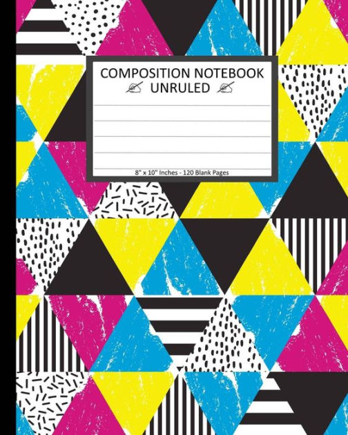 Unruled Composition Notebook 8" x 10". 120 Pages. Seamless Geometric