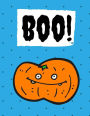 Boo!: Halloween Notebook, Journal, Diary / 100 Pages College Ruled, Sky Blue