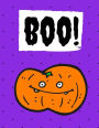 Boo!: Halloween Notebook, Journal, Diary / 100 Pages College Ruled, Bright Purple