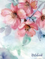 Notebook: Blooming Spring, Pink Floral Watercolor, Notebook, Composition Book, Journal, 8.5 x 11 inch 110 page ,Wide Ruled