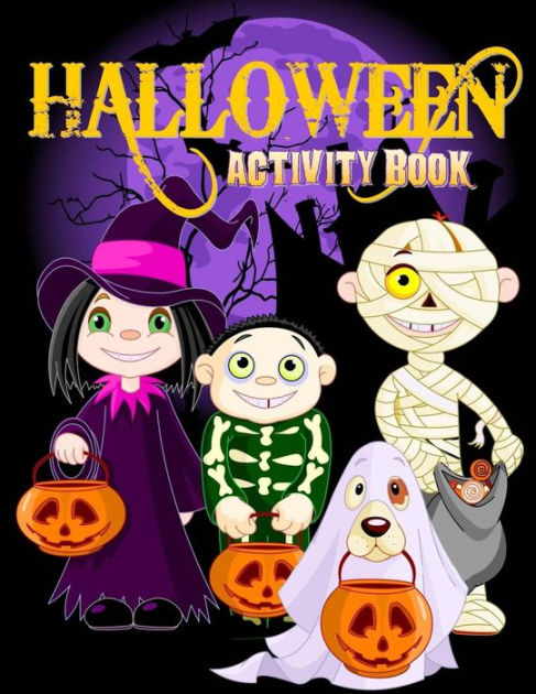 Halloween Activity and Coloring Book for Kids Aged 6-8: Spot the