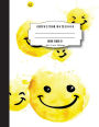 Composition notebook wide ruled 8.5 x 11 inch 200 page,Smiley yellow emoji: Large composition book journal for school student/teacher/office