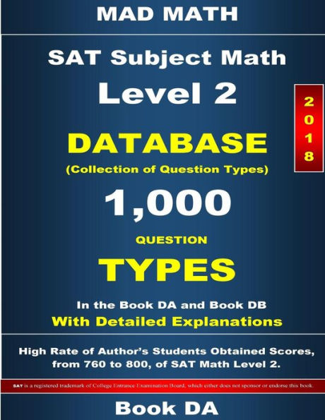 2018 SAT Subject Math Level 2 Book DA