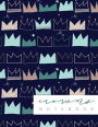 Crowns Notebook: Crowns Watercolor, Navy Notebook, Watercolor Notebook, Composition Book, Journal, 8.5 x 11 inch 110 page ,Wide Ruled