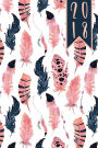 2018: Diary Planner Journal - WO2P Week on 2 Pages A5 Pink and Blue Watercolour Boho Feathers Cover