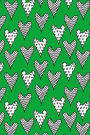 Bullet Journal Notebook Abstract Hearts Pattern 7: 112 Page Numbered Dot Grid Bullet Journal With Index Pages and Key Pages In Portable 6 x 9 Size.