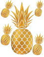 2017, 2018, 2019 Weekly Planner Calendar - 70 Week - Pineapple: Gold Pineapples, White BG