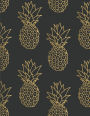 2017, 2018, 2019 Weekly Planner Calendar - 70 Week - Pineapple: Gold Pineapple Pattern, Black BG