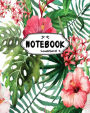Notebook: Journal Dot-Grid,Graph,Lined,Blank No Lined : Hand painted tropical flowers : Notebook Journal Diary, 120 pages, 8