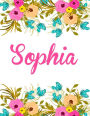 Sophia: Personalised Sophia Notebook/Journal For Writing 100 Lined Pages (White Floral Design)
