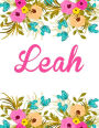 Leah: Personalised Leah Notebook/Journal For Writing 100 Lined Pages (White Floral Design)