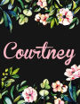 Courtney: Personalised Courtney Notebook/Journal For Writing 100 Lined Pages (Black Floral Design)
