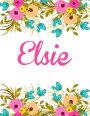 Elsie: Personalised Name Notebook/Journal Gift For Women & Girls 100 Pages (White Floral Design)