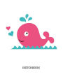 Sketchbook: Pink Whale On White Cover and Blank pages, Extra large (8.5 x 11) inches, 110 pages, White paper, Sketch, Draw and Paint