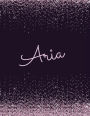 Aria: Aria lined personalized girls lined journal, notebook, blank book. Large Attractive journal: pink and black glitter texture effects. Arty stylish girly notebooks