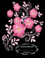 SketchBook By F Rainbow: Graphic Flowers On The Cover Of The Black Book Cover and Blank Pages, Extra large (8.5 x 11) inches, 110 pages, White paper, Sketch, Draw and Paint